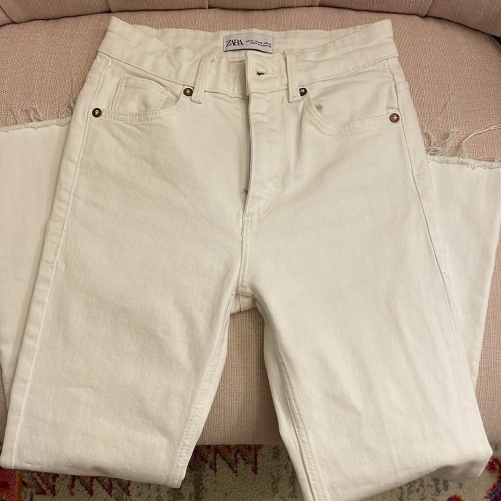 Wide Leg Zara Jeans - white, size 00